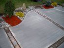 CONCRETE PATIO  BRICK INLAYS  LANDSCAPING